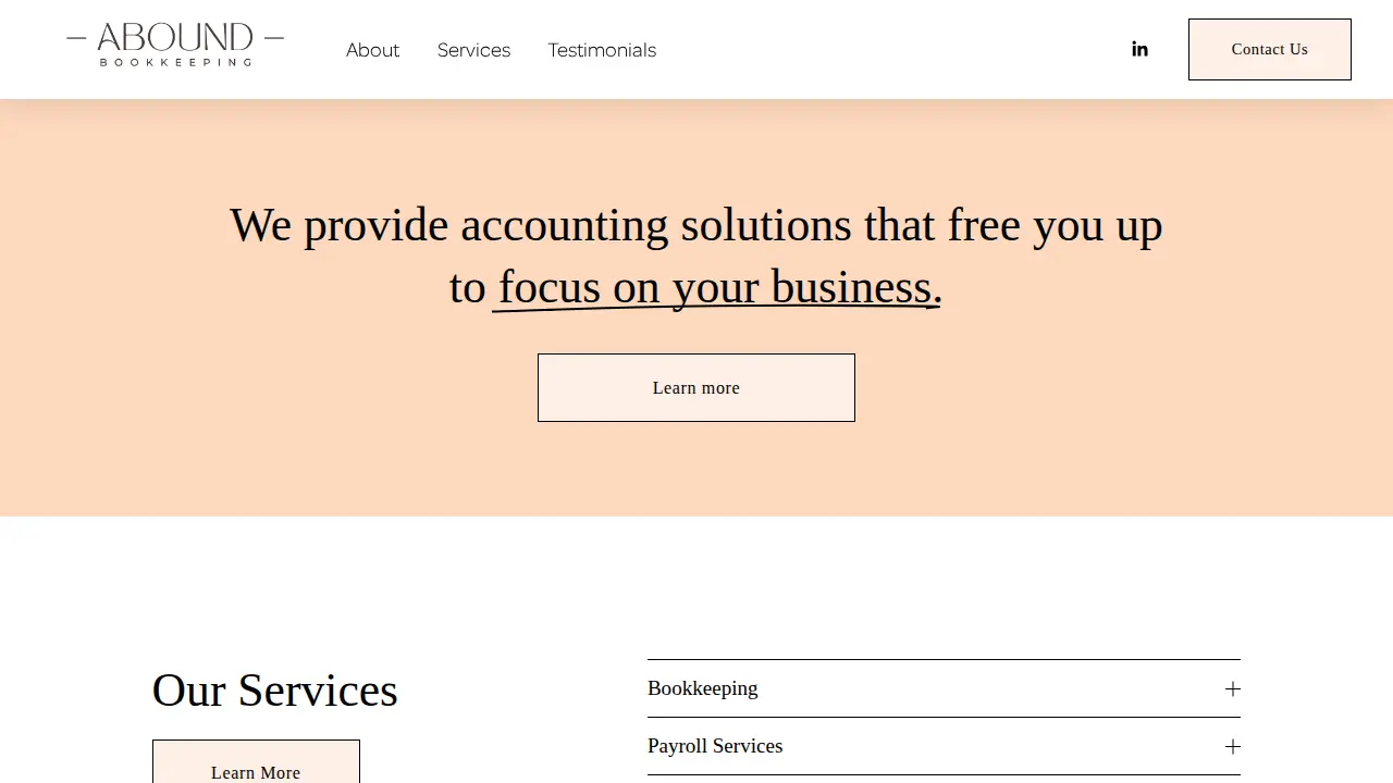 Abound Bookkeeping website