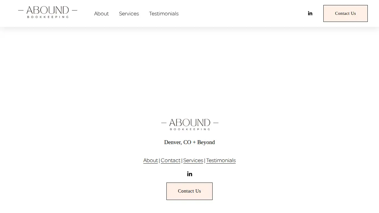 Abound Bookkeeping page