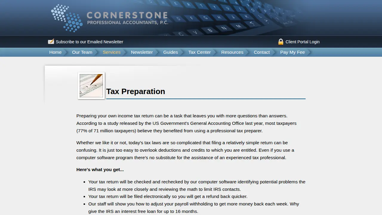 Cornerstone Professional Accountants, PC page