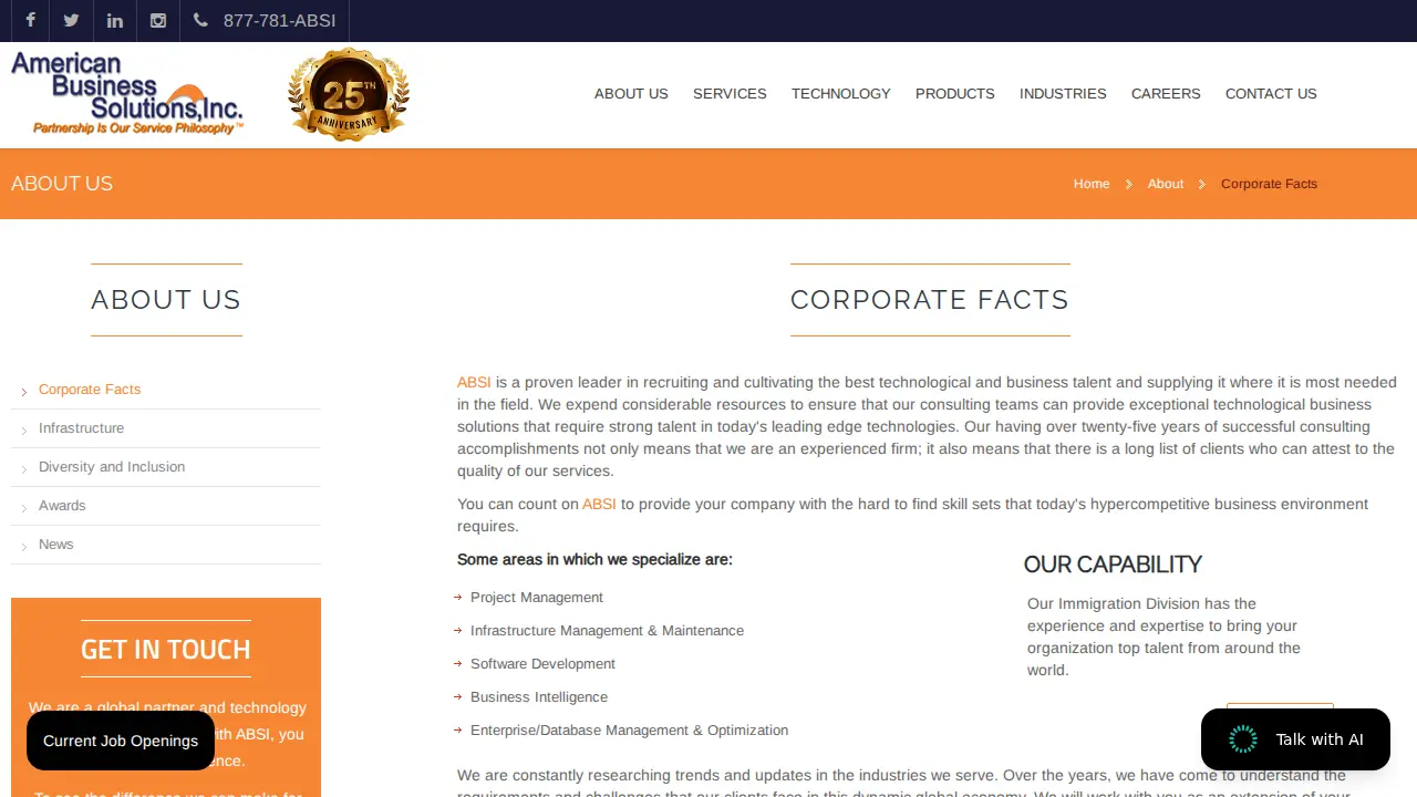 American Business Solutions Inc. page
