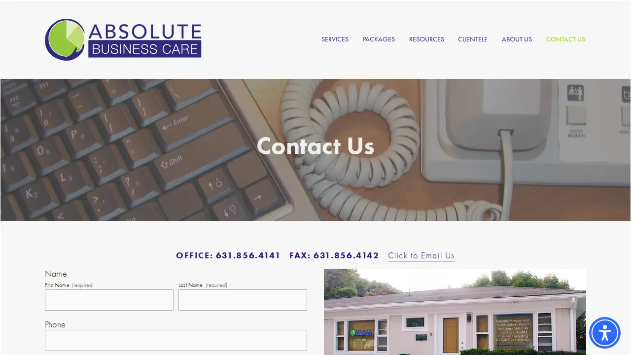 Absolute Business Care page