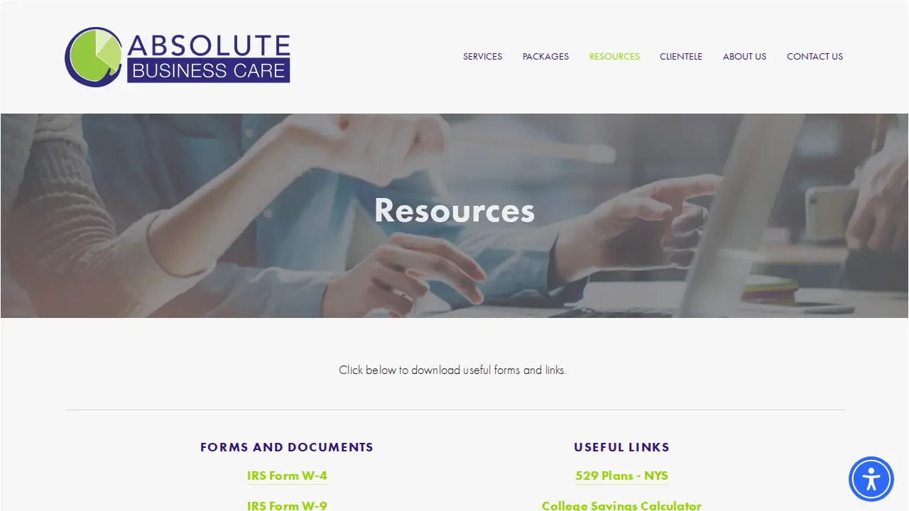 Absolute Business Care page