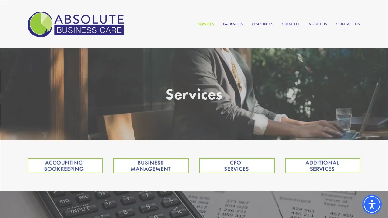 Absolute Business Care page