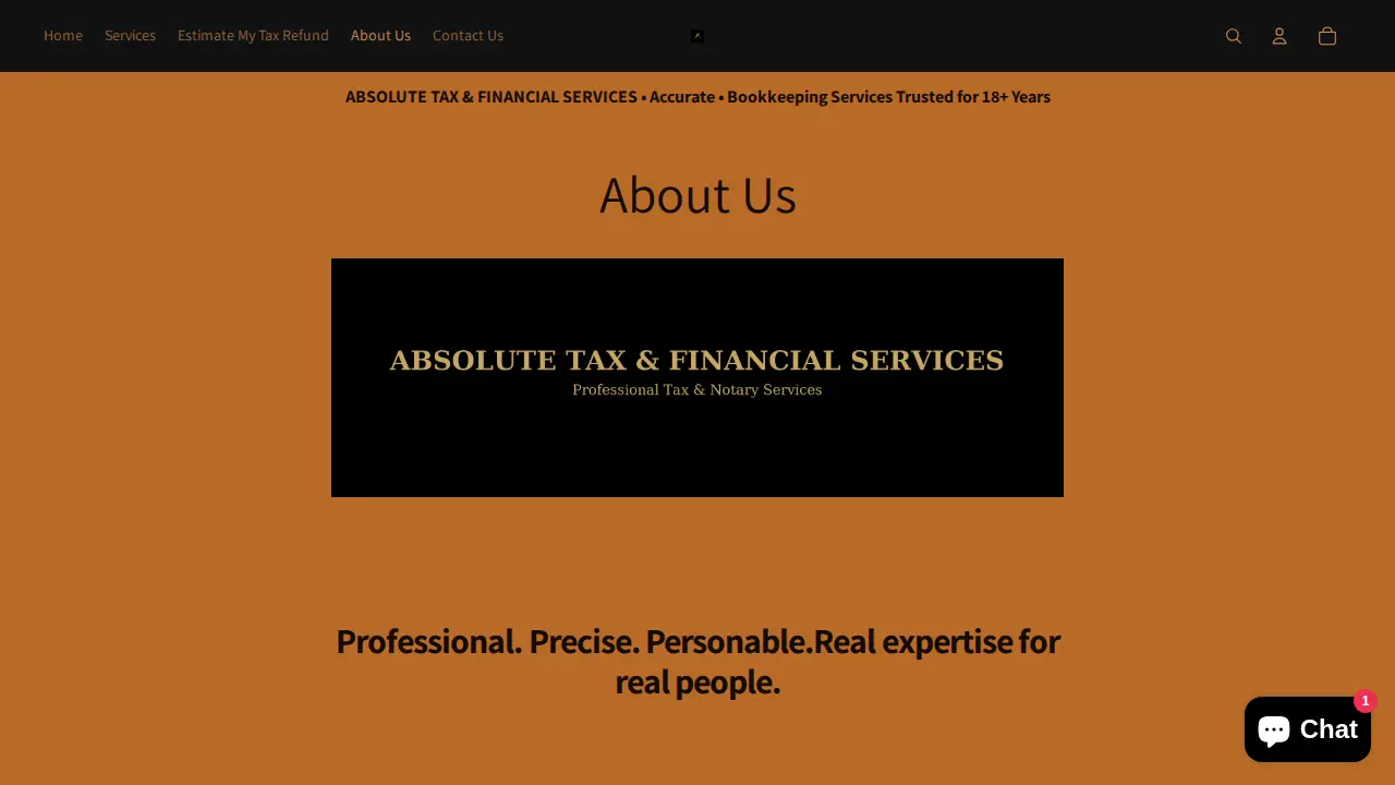 Absolute Tax and Financial Services page