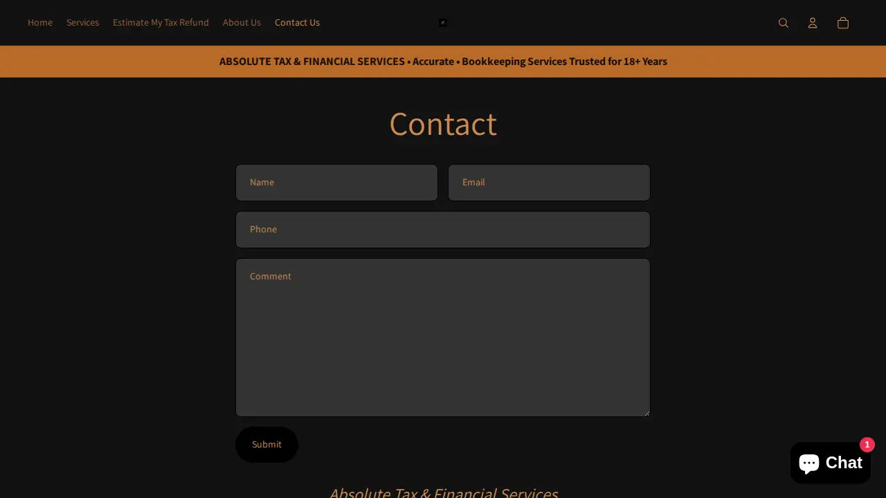 Absolute Tax and Financial Services page