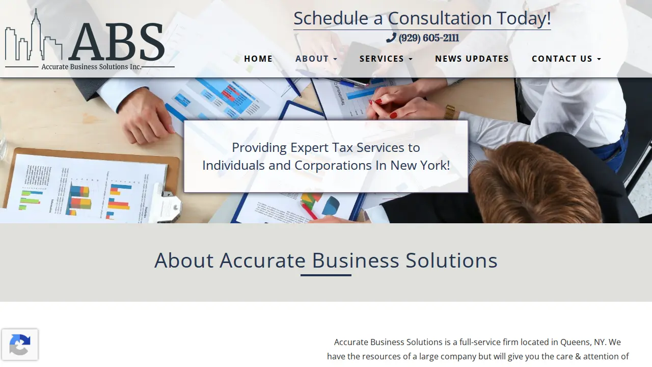 Accurate Business Solutions page