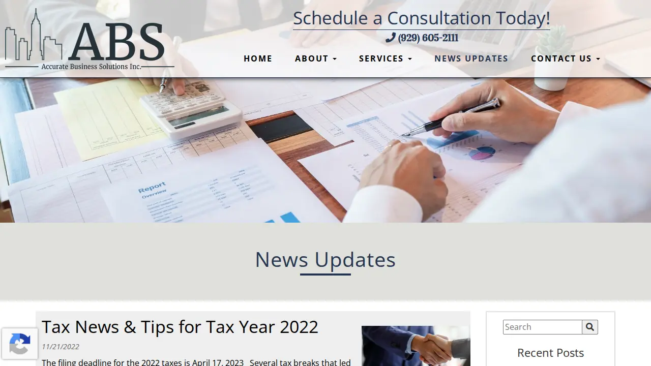 Accurate Business Solutions page