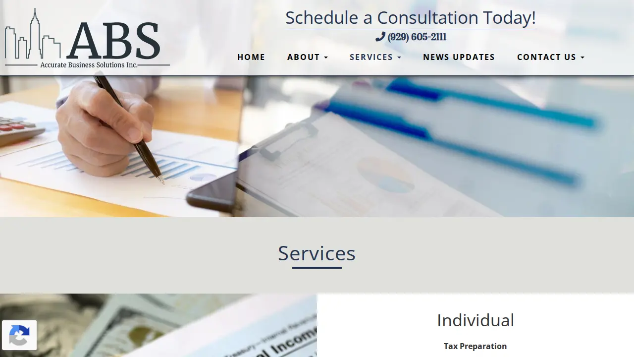 Accurate Business Solutions page