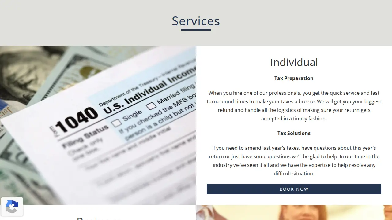 Accurate Business Solutions page