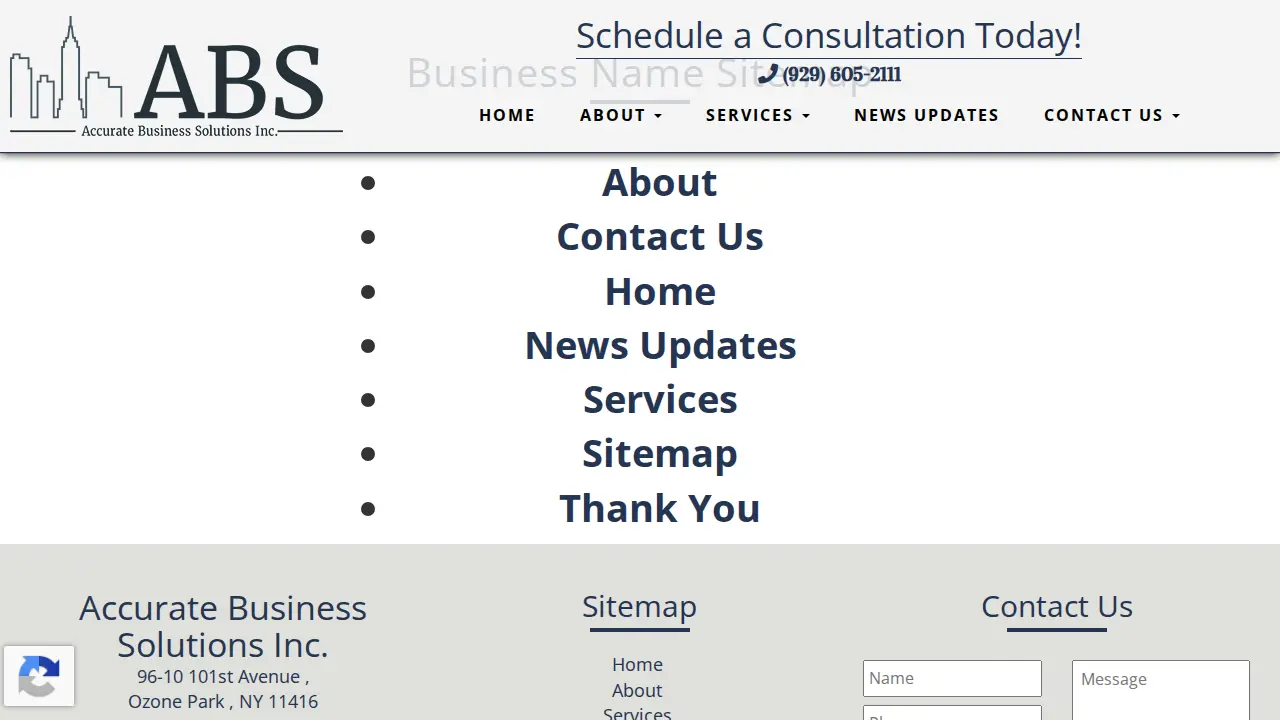 Accurate Business Solutions page