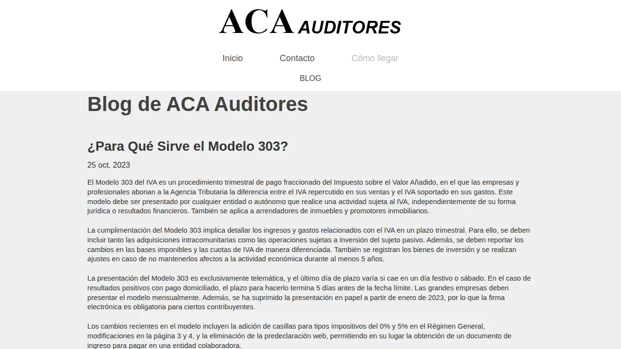 ACA Auditores page