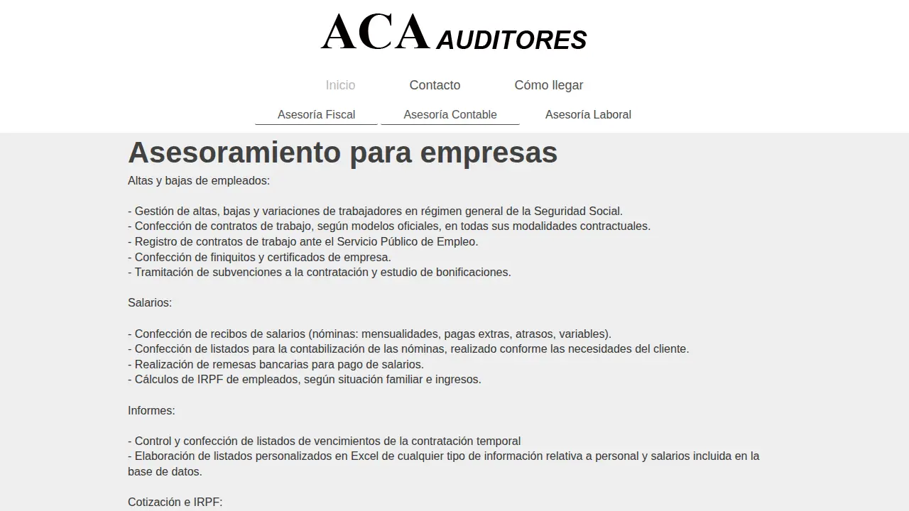 ACA Auditores page