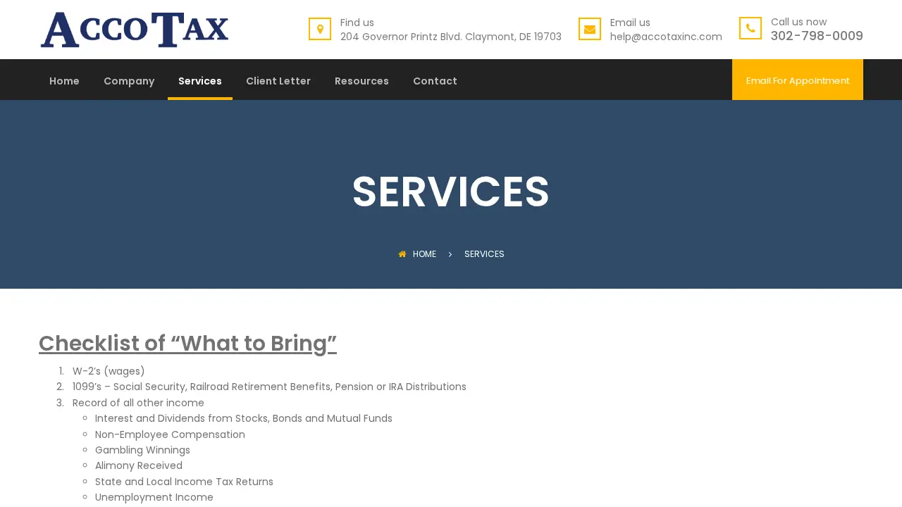 Acco Income Tax & Accounting Service page