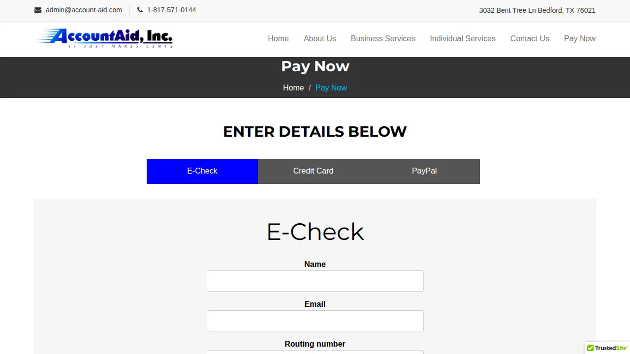 AccountAid, Inc page