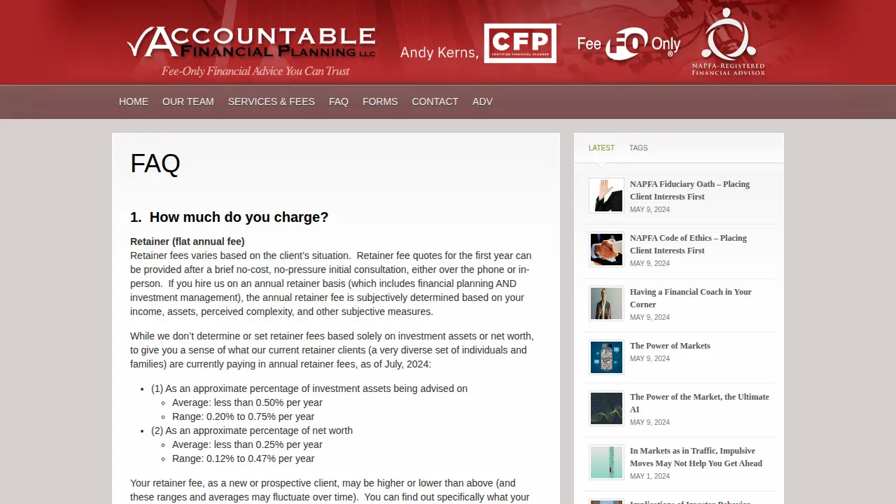 Accountable Financial Planning LLC page