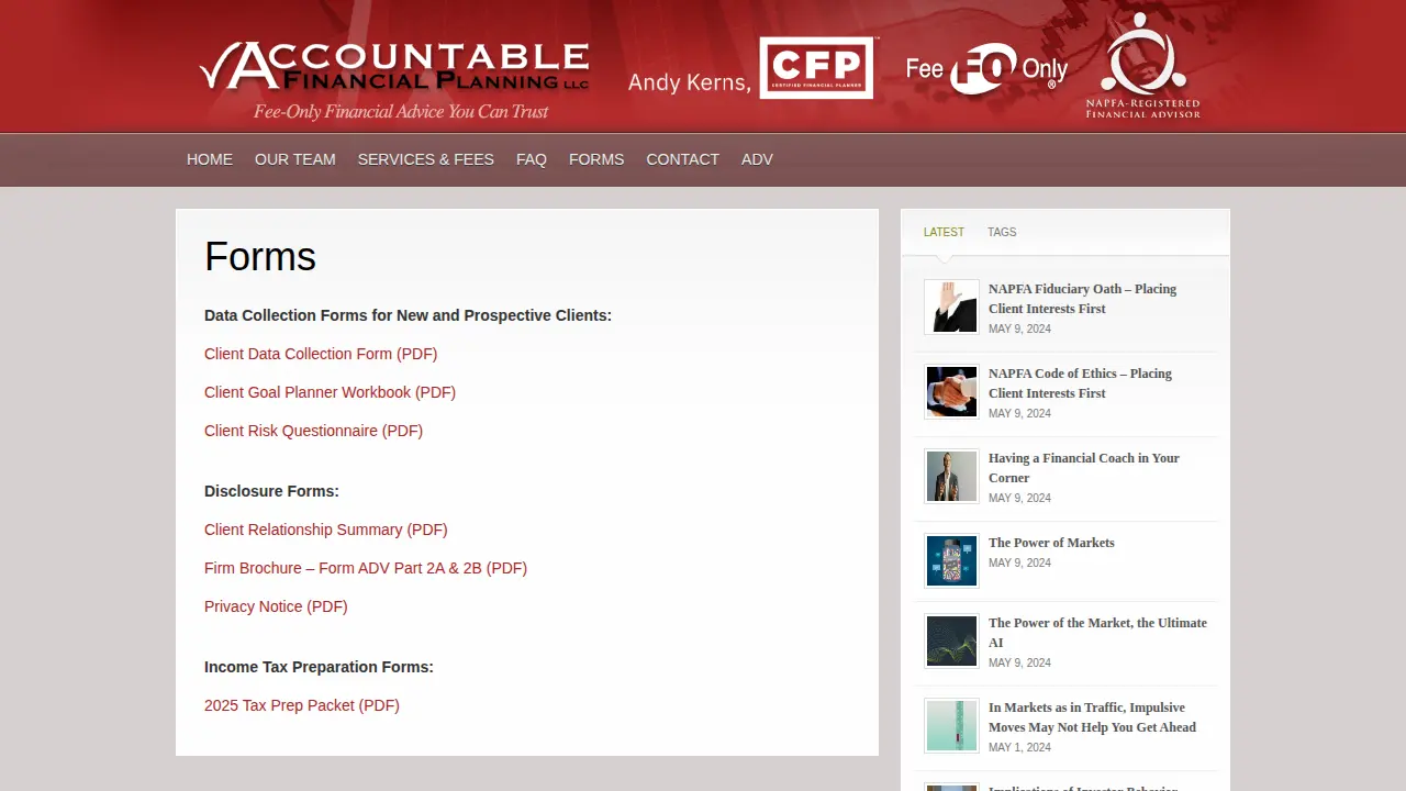 Accountable Financial Planning LLC page