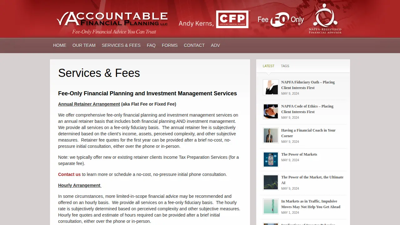 Accountable Financial Planning LLC page
