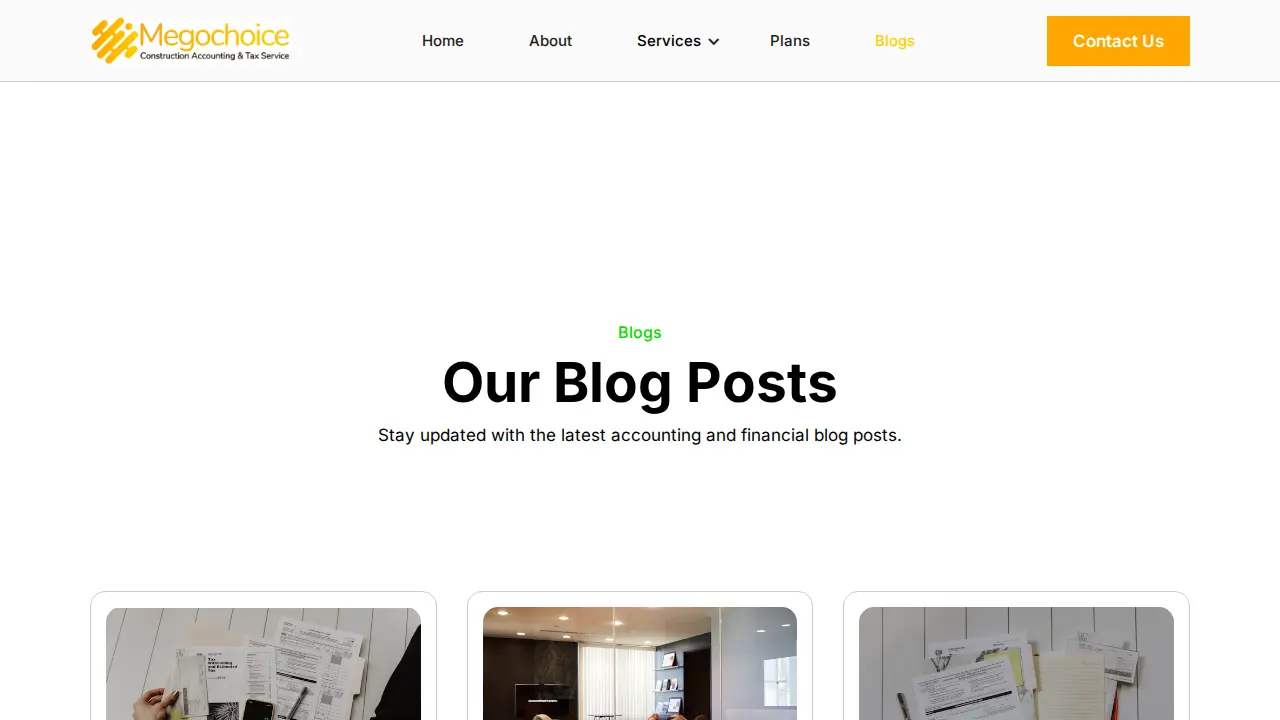 Megochoice - Construction Accounting page