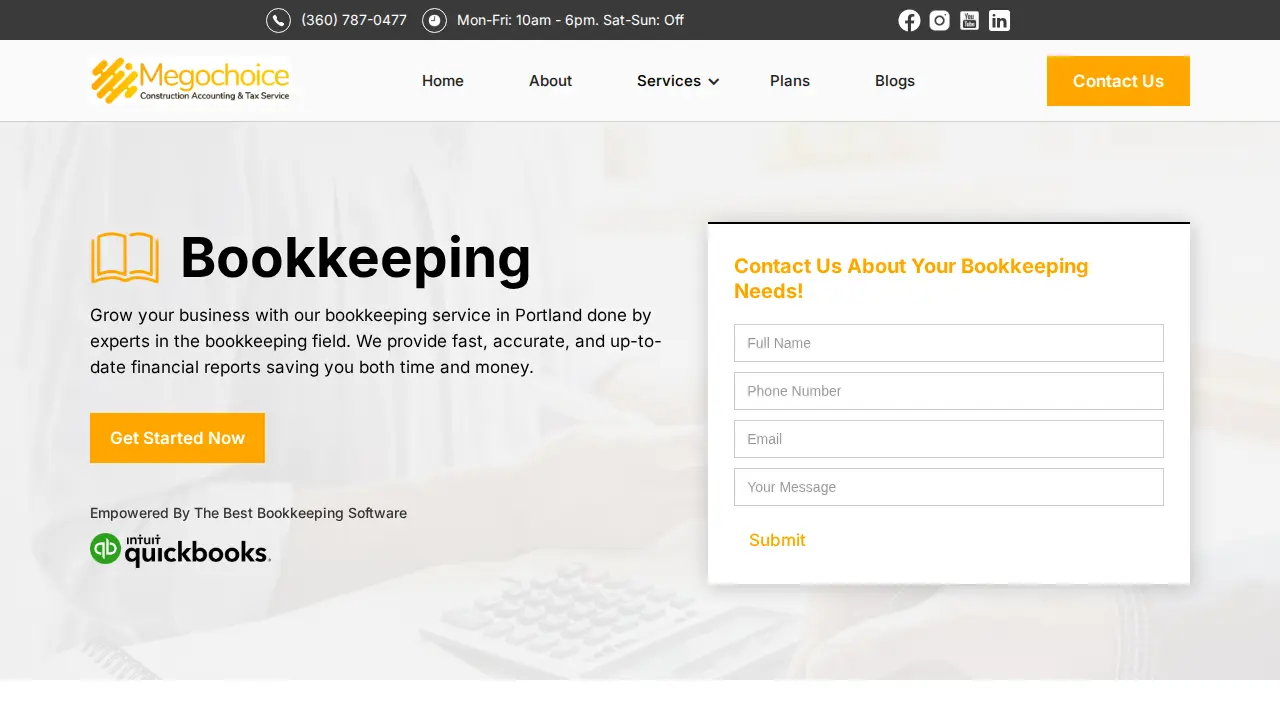 Megochoice - Construction Accounting page