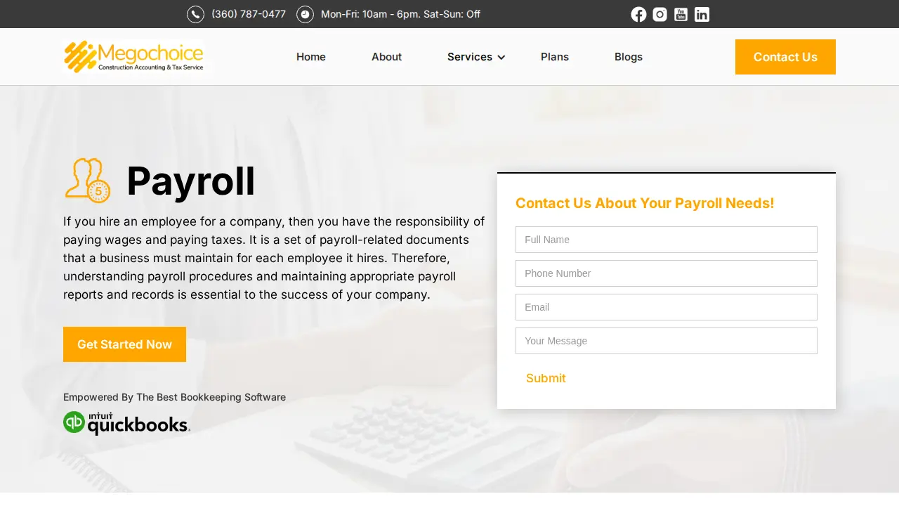 Megochoice - Construction Accounting page