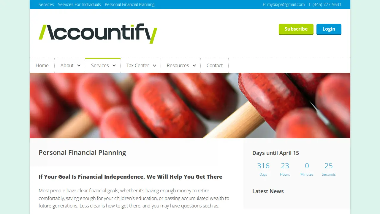 Accountify Business Services page