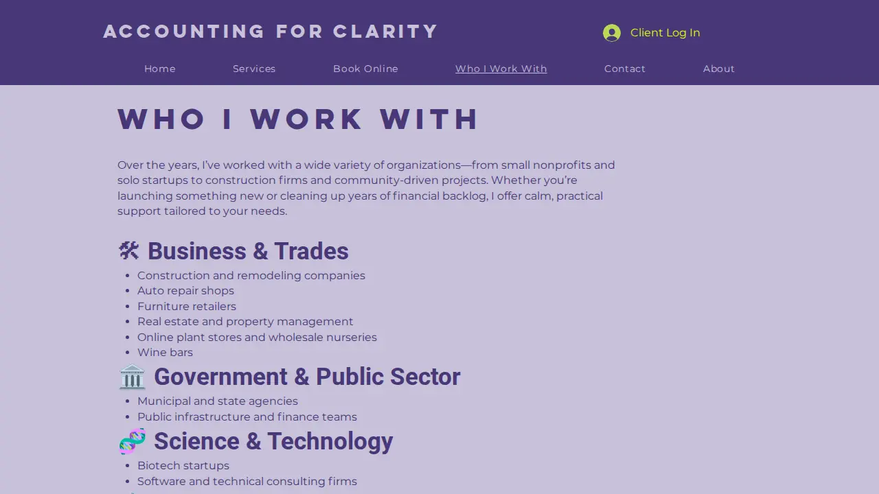 Accounting for Clarity page