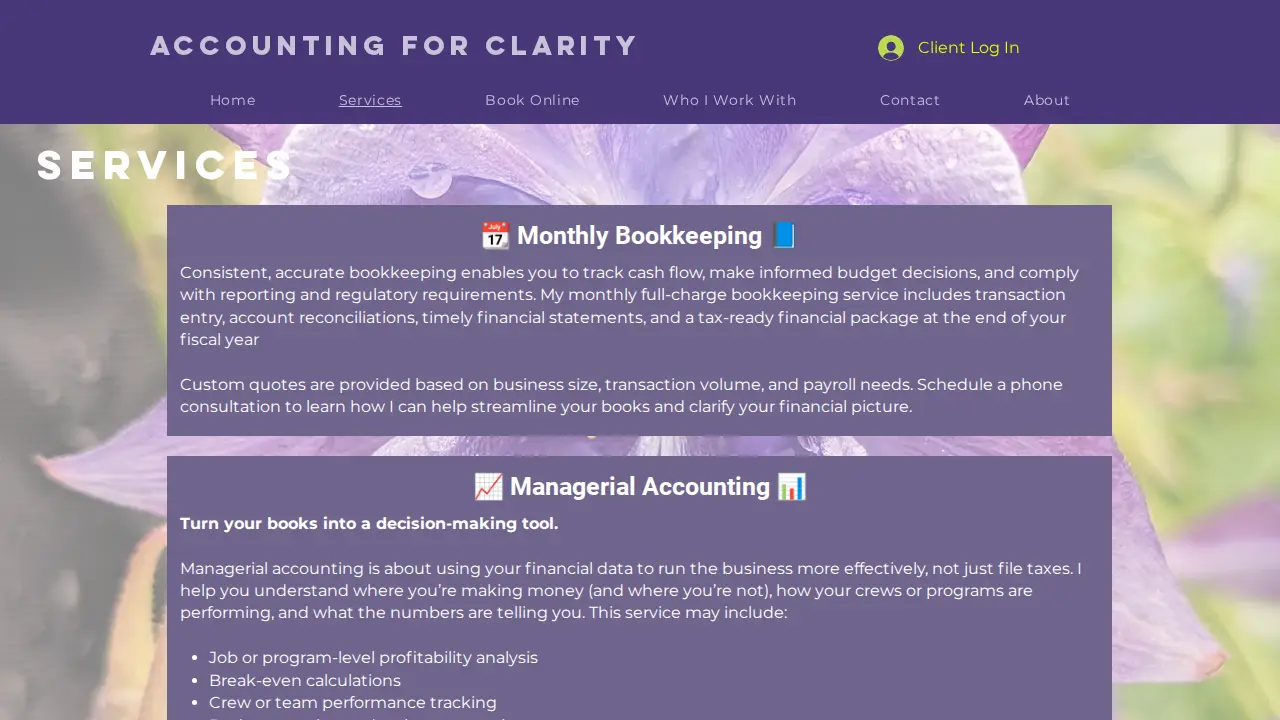 Accounting for Clarity page