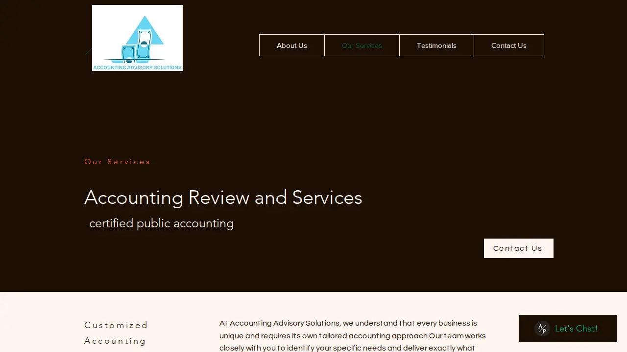 Accounting Advisory Solutions page
