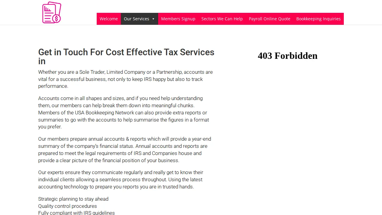 Bookkeeping & Tax Services page