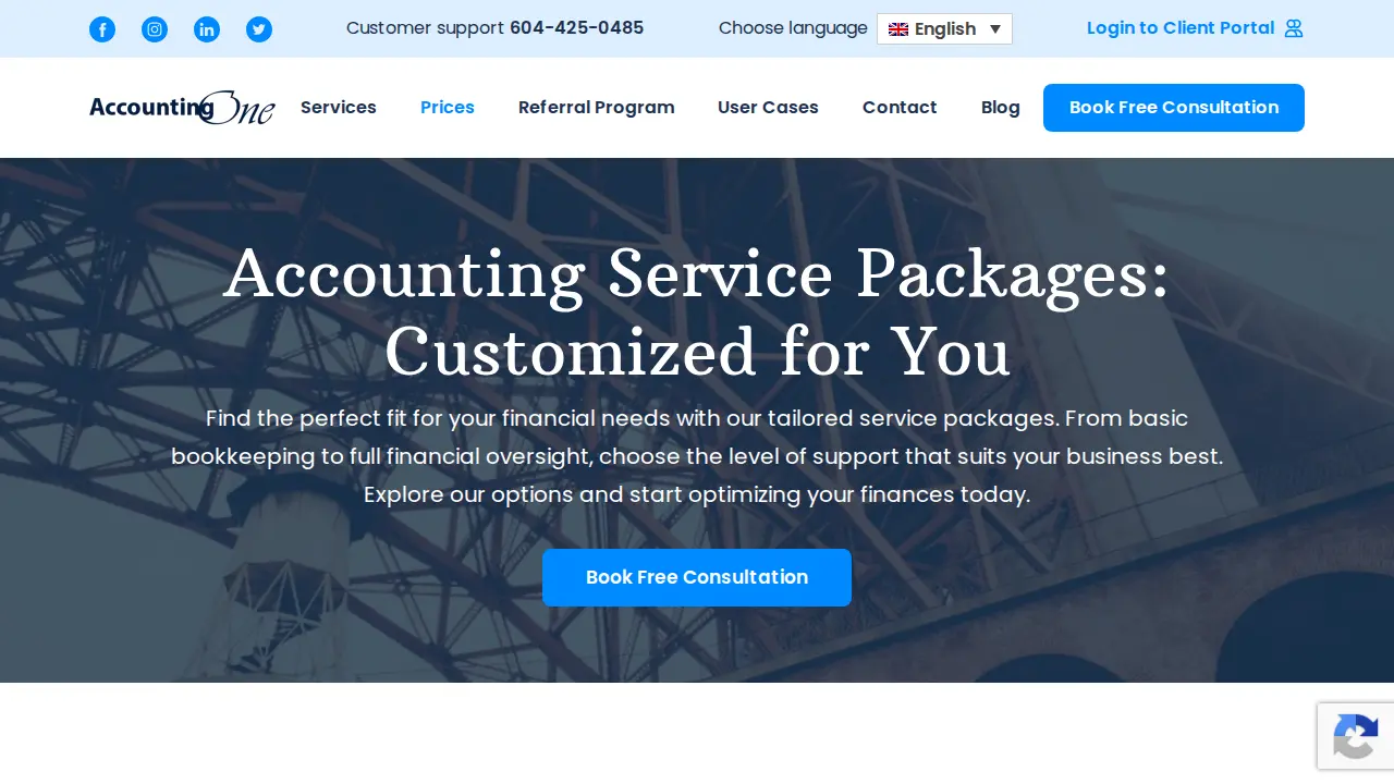 AccountingOne Services page