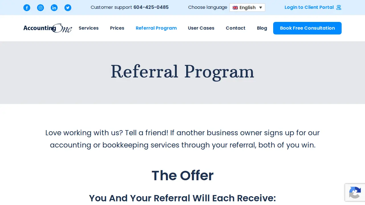 AccountingOne Services page