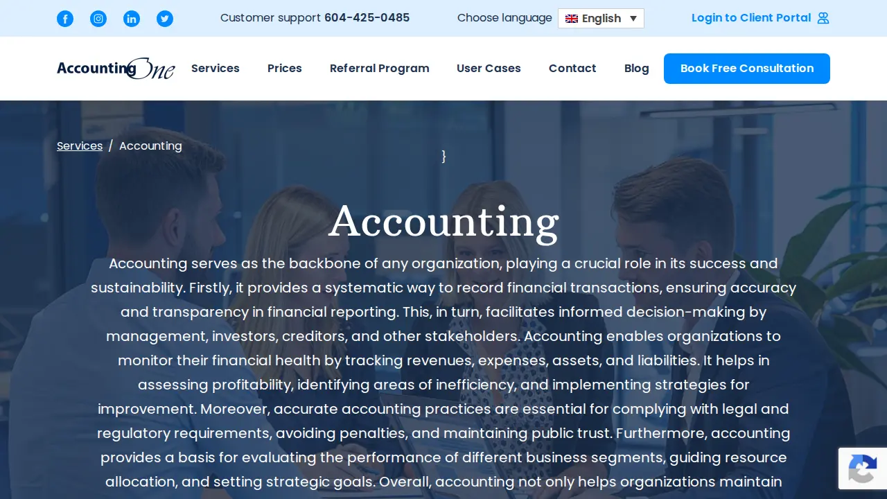 AccountingOne Services page