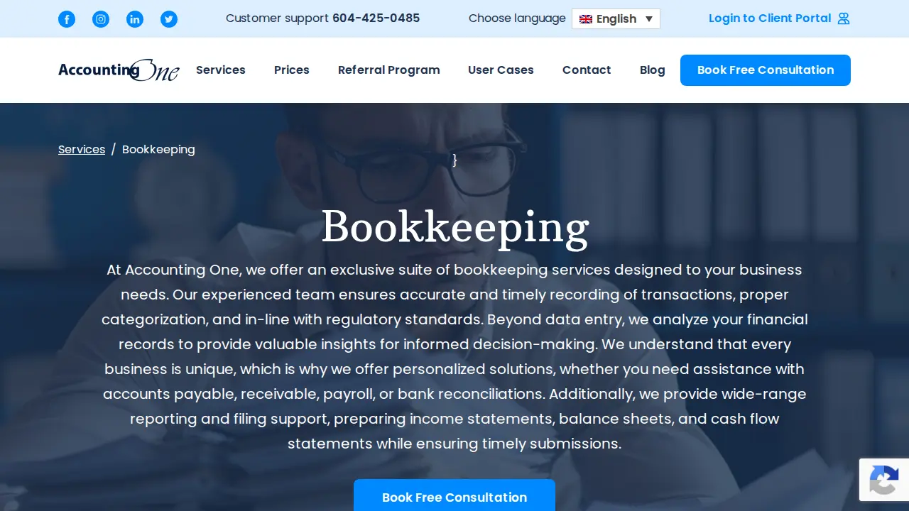 AccountingOne Services page