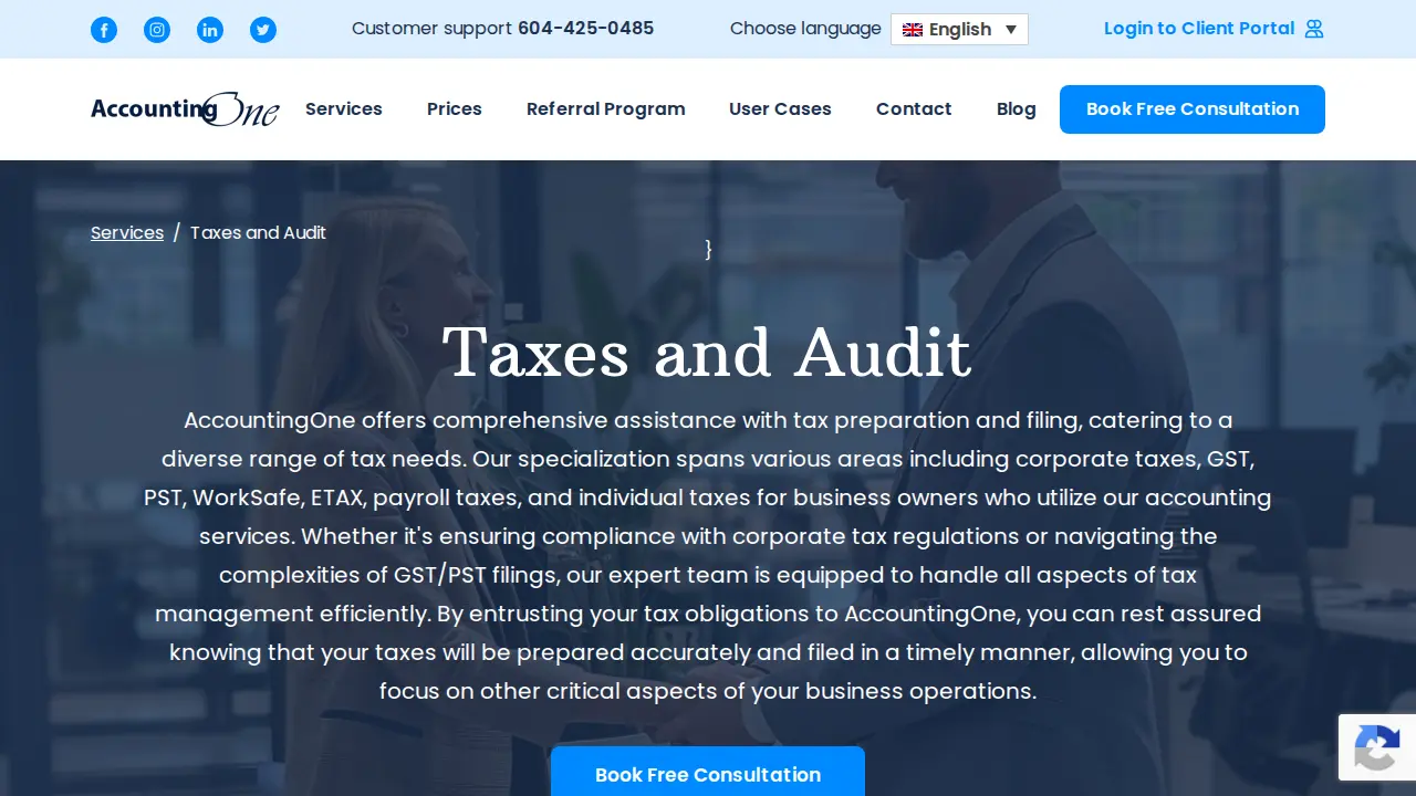 AccountingOne Services page