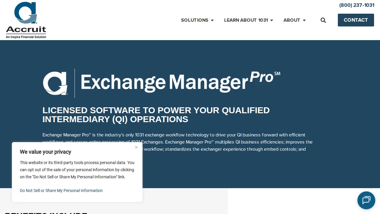 Accruit, 1031 Exchange Service Provider page