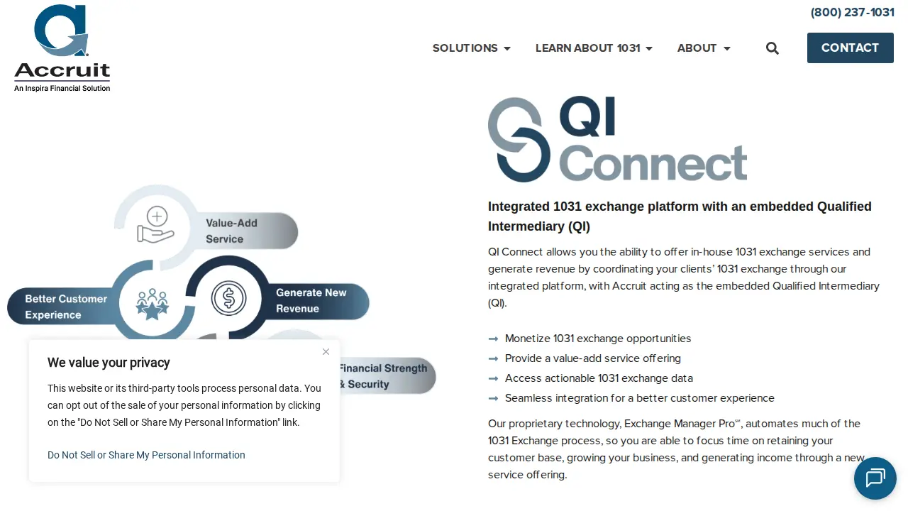 Accruit, 1031 Exchange Service Provider page
