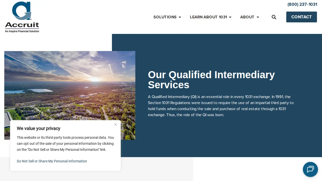 Accruit, 1031 Exchange Service Provider page