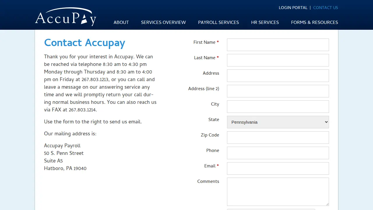 Accupay Payroll page