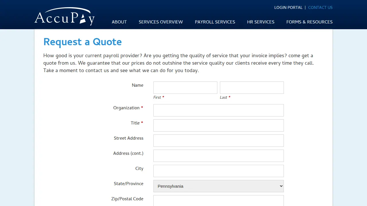 Accupay Payroll page