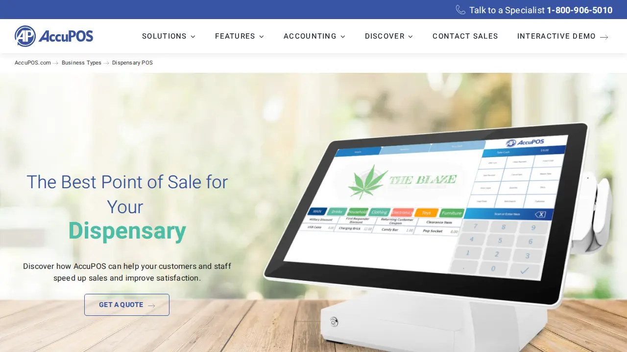AccuPOS Point of Sale page