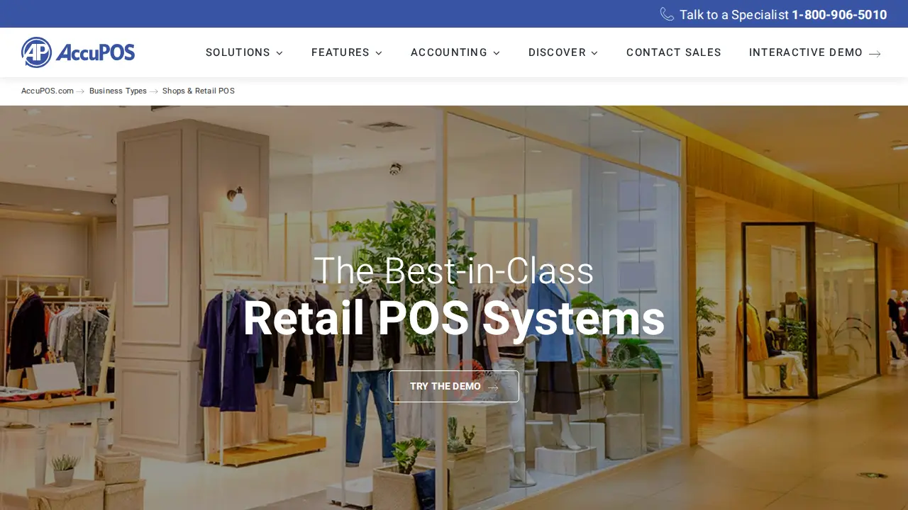 AccuPOS Point of Sale page