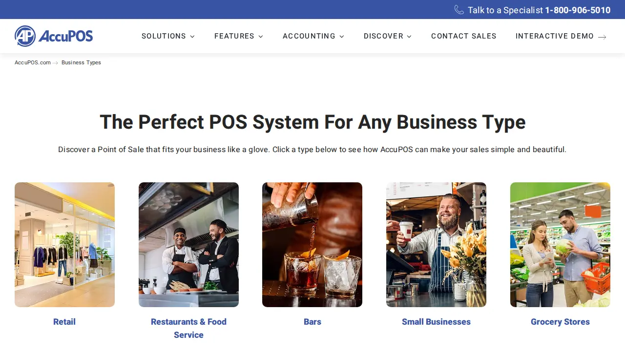 AccuPOS Point of Sale page