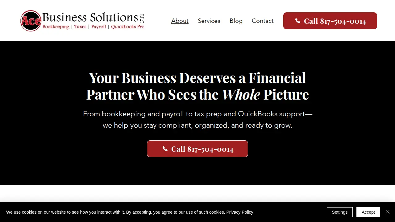 Ace Business Solutions page