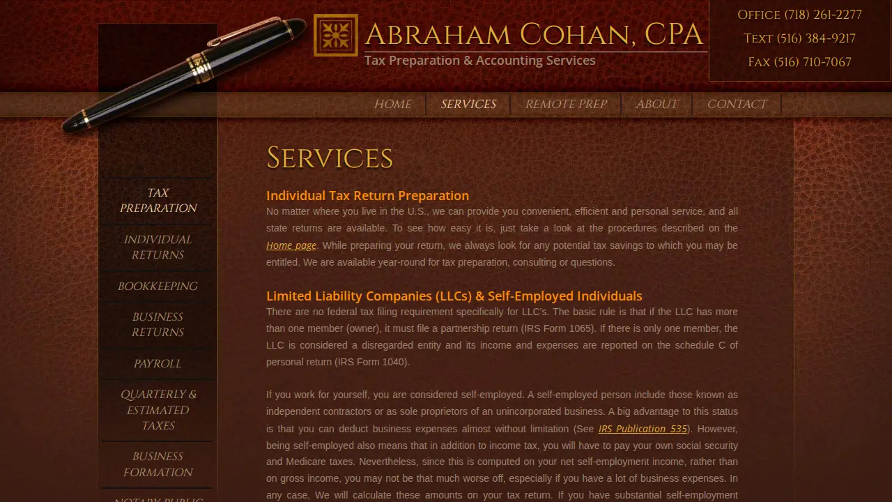 Abraham Cohan CPA page