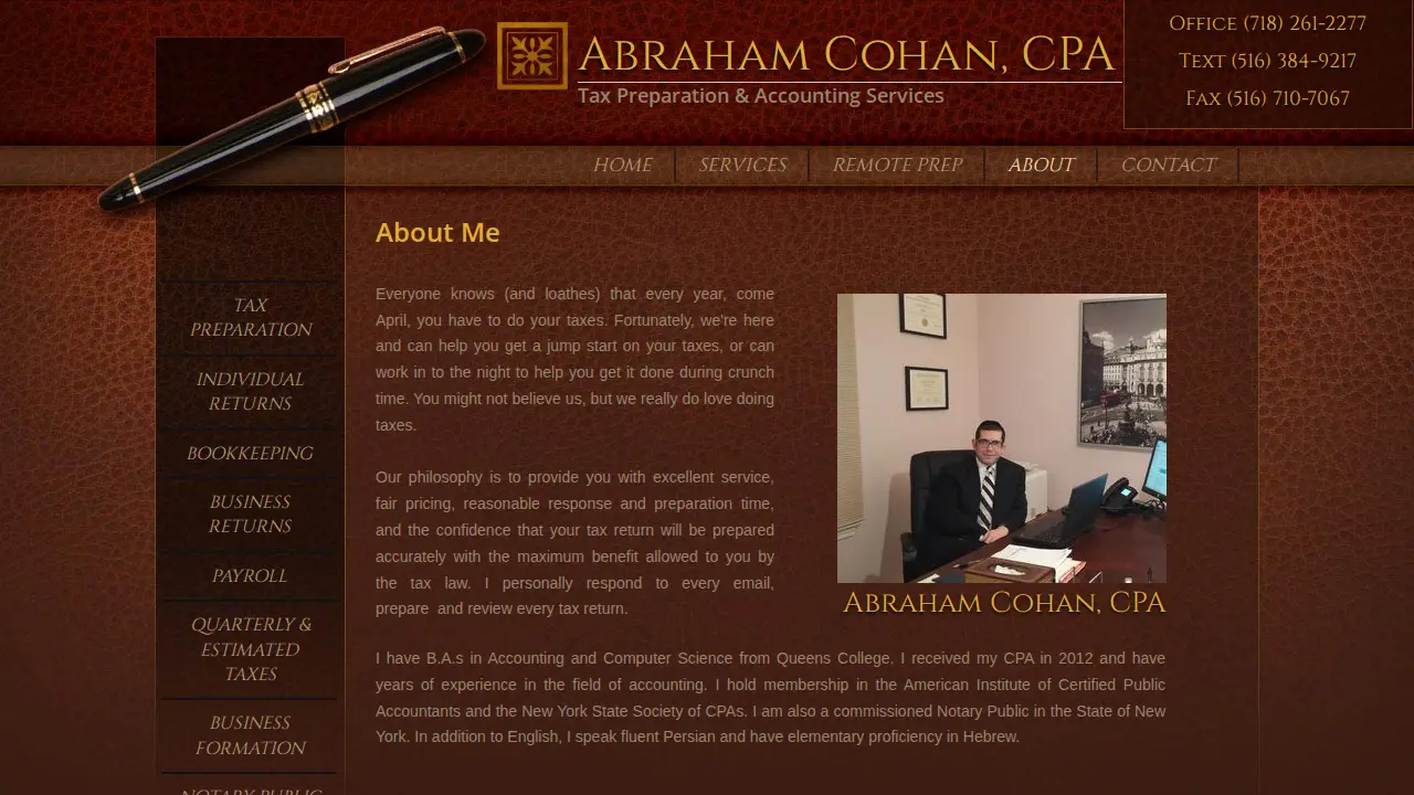 Abraham Cohan CPA page