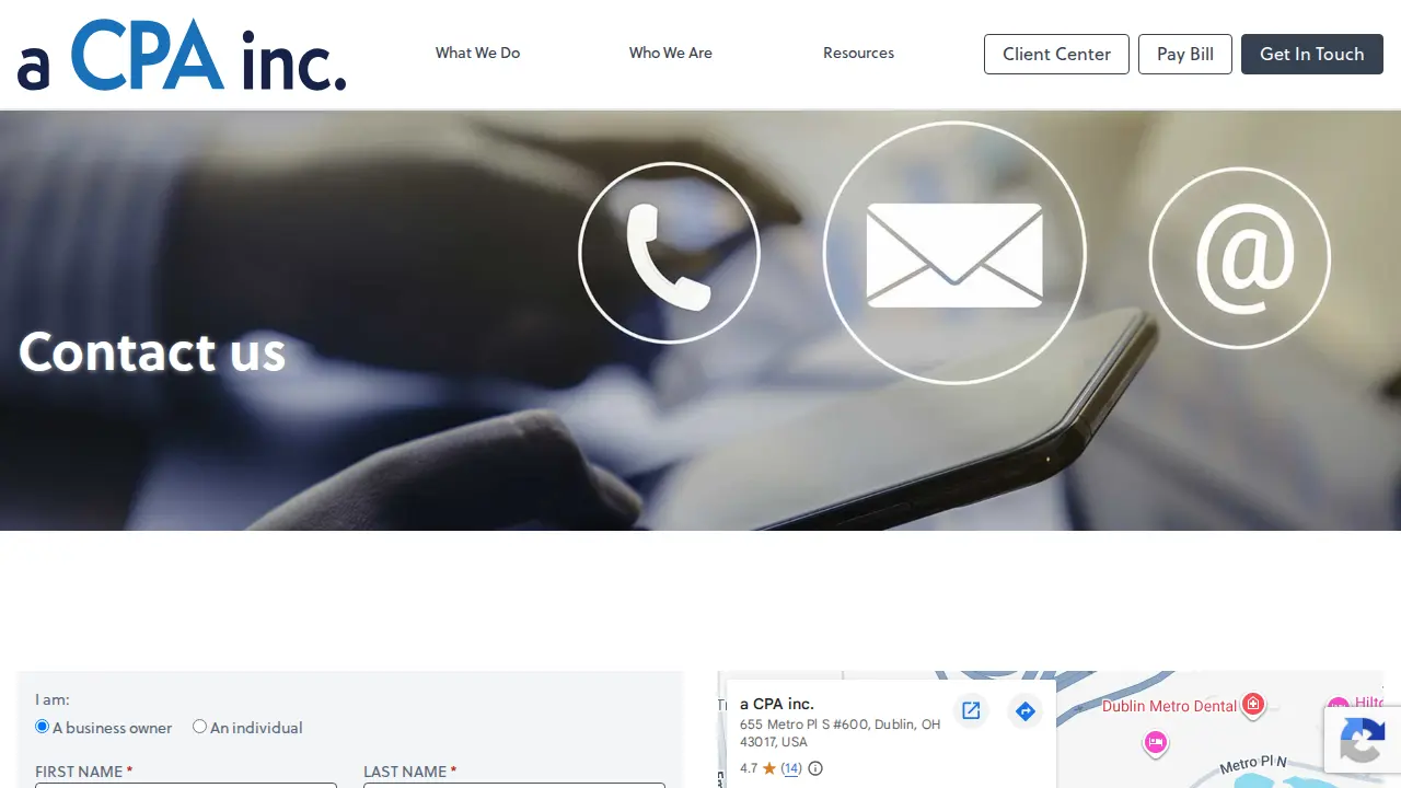 a CPA inc. page