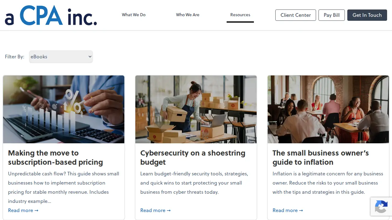 a CPA inc. page