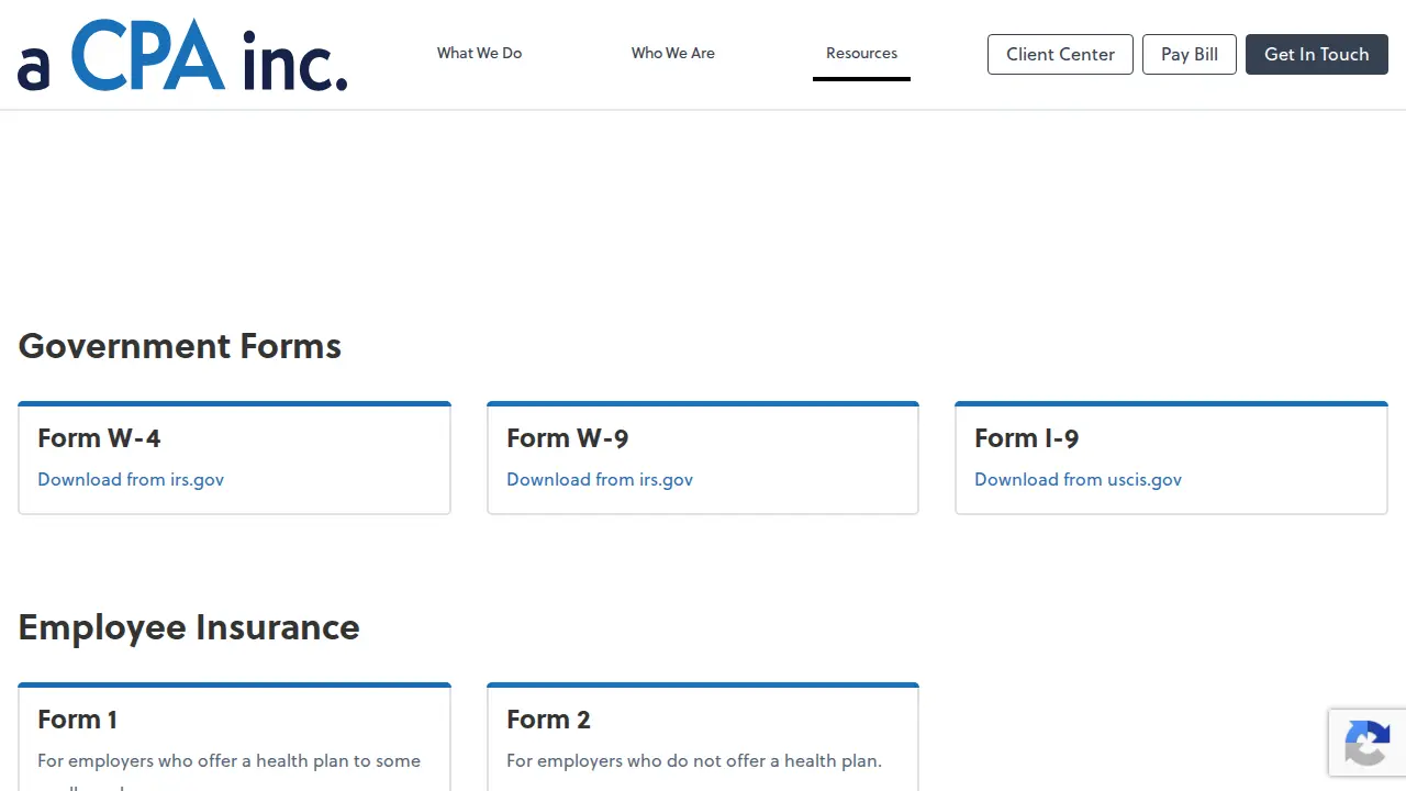 a CPA inc. page