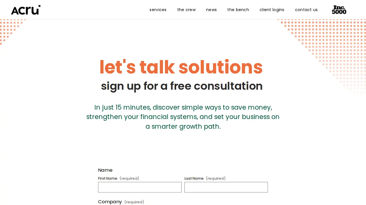 Acru Accounting Solutions page