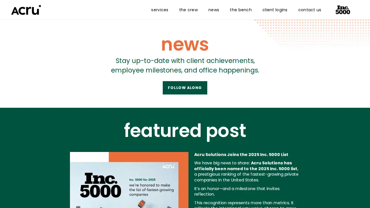 Acru Accounting Solutions page